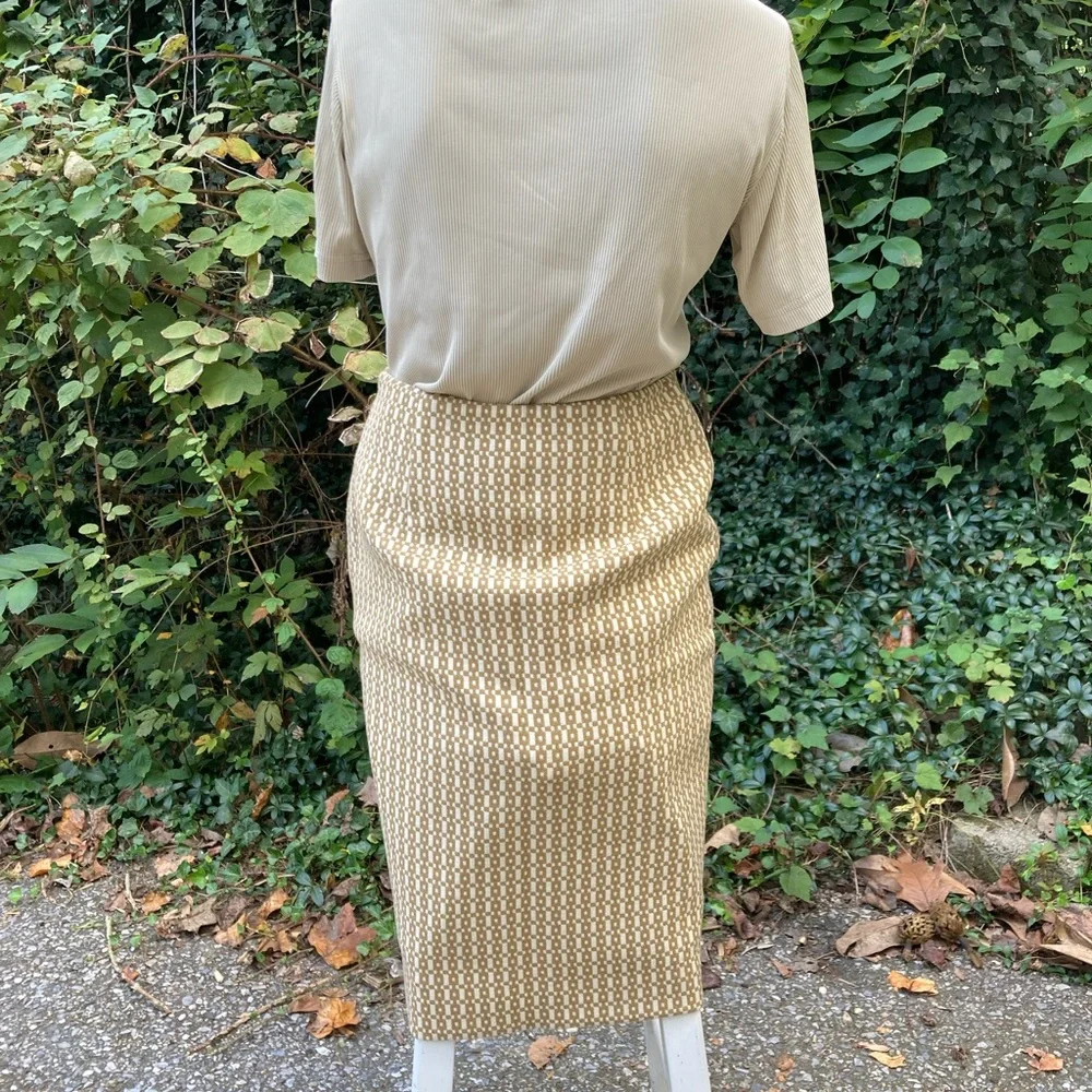 Banana Republic 100% Wool Horse-bit Leather trim pencil skirt Y2K vintage NWT